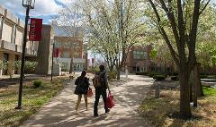 students walking on campus